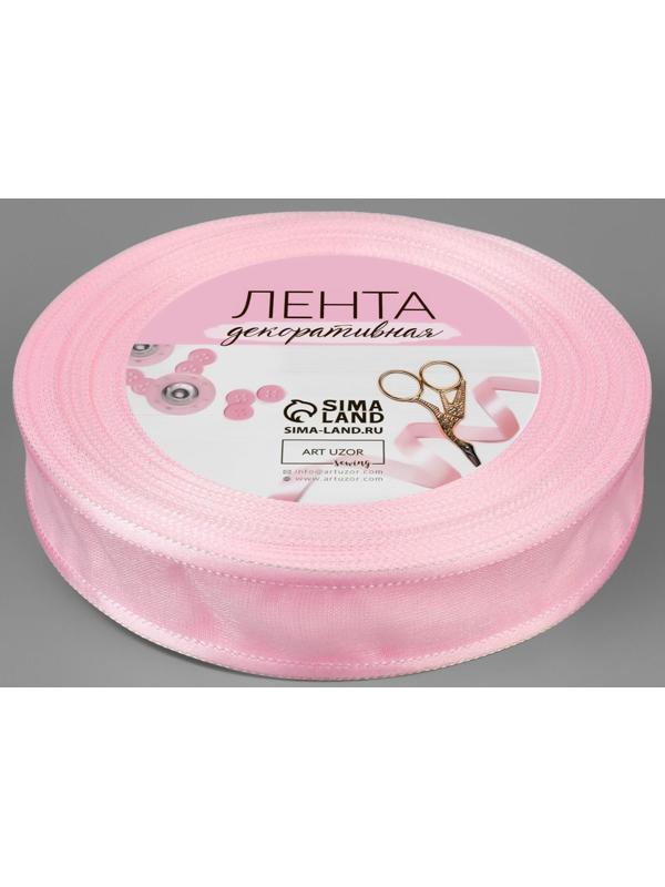 Лента декоративная, капрон/атлас, 18 мм, 18 ± 1 м, цвет розовый