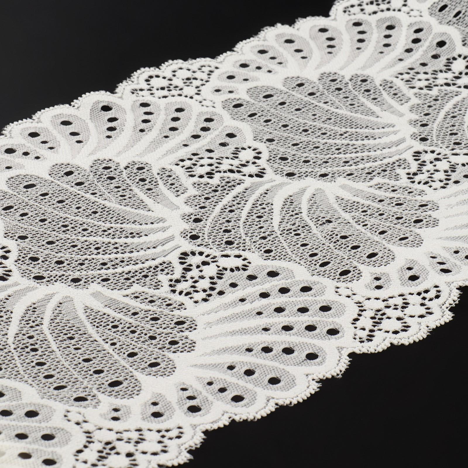 Кружево эластичное, 180 мм × 2,7 ± 0,5 м, цвет белый
