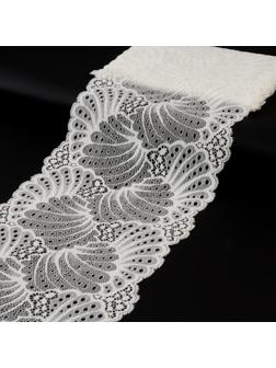 Кружево эластичное, 180 мм × 2,7 ± 0,5 м, цвет белый