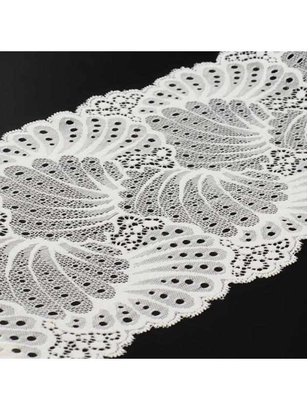 Кружево эластичное, 180 мм × 2,7 ± 0,5 м, цвет белый