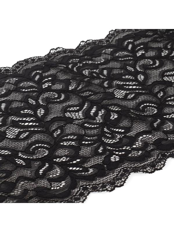 Кружево эластичное, 230 мм × 2,7 ± 0,5 м, цвет чёрный