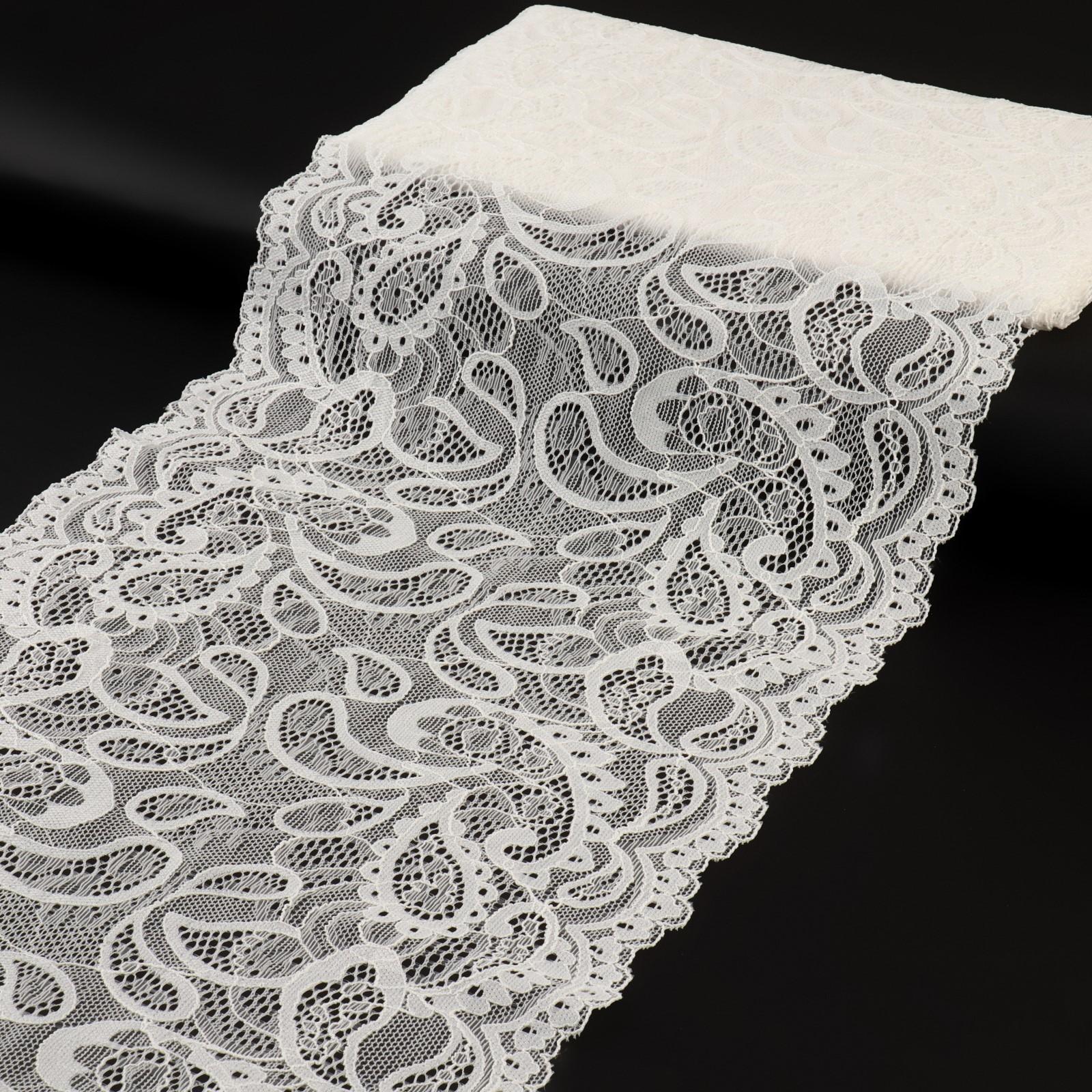 Кружево эластичное, 230 мм × 2,7 ± 0,5 м, цвет белый