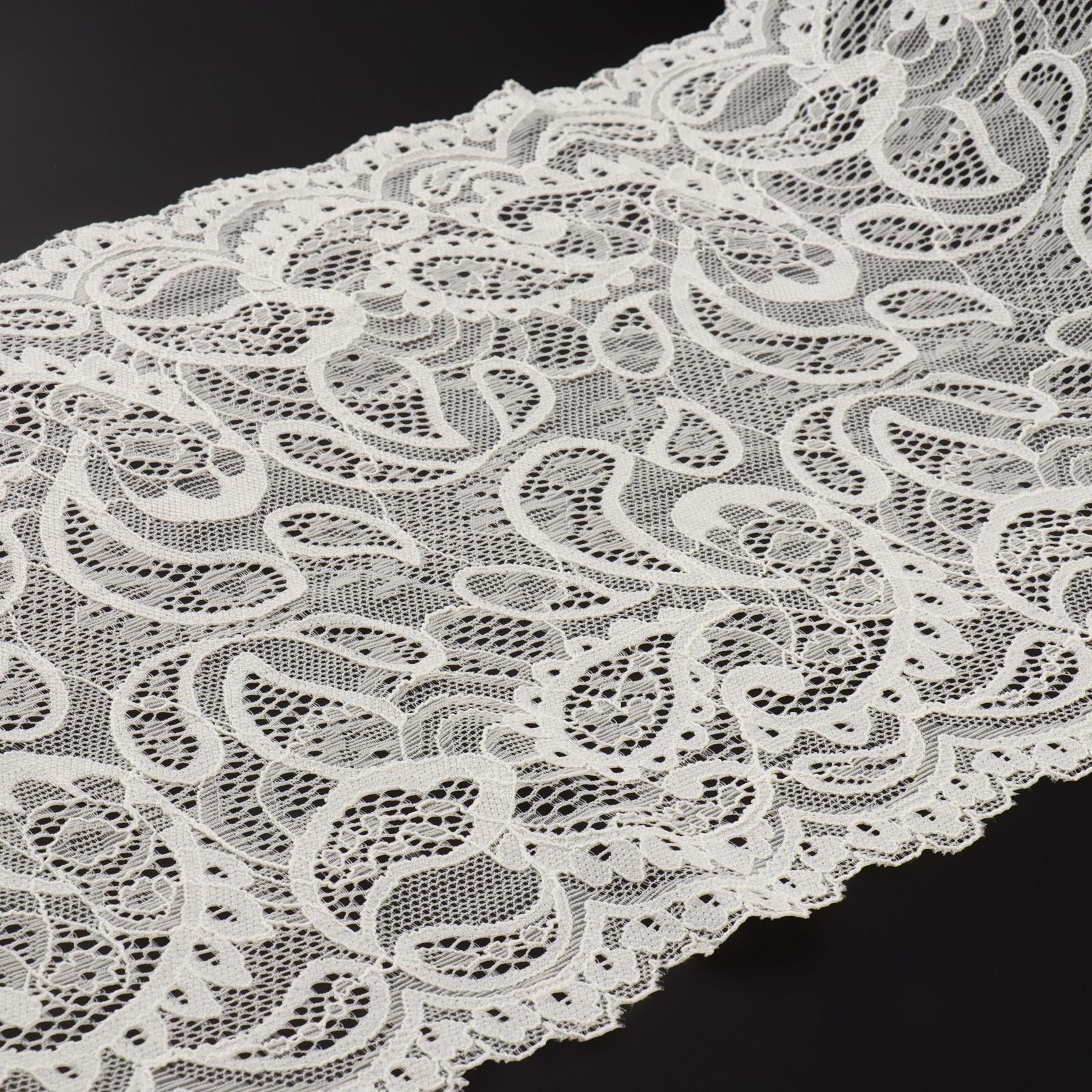 Кружево эластичное, 230 мм × 2,7 ± 0,5 м, цвет белый