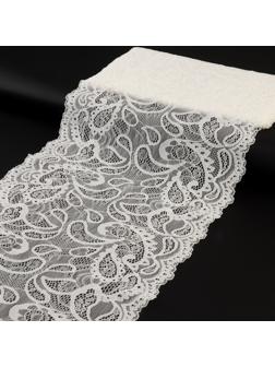 Кружево эластичное, 230 мм × 2,7 ± 0,5 м, цвет белый