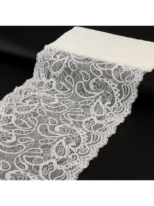 Кружево эластичное, 230 мм × 2,7 ± 0,5 м, цвет белый