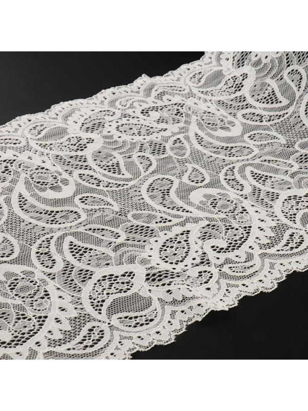 Кружево эластичное, 230 мм × 2,7 ± 0,5 м, цвет белый