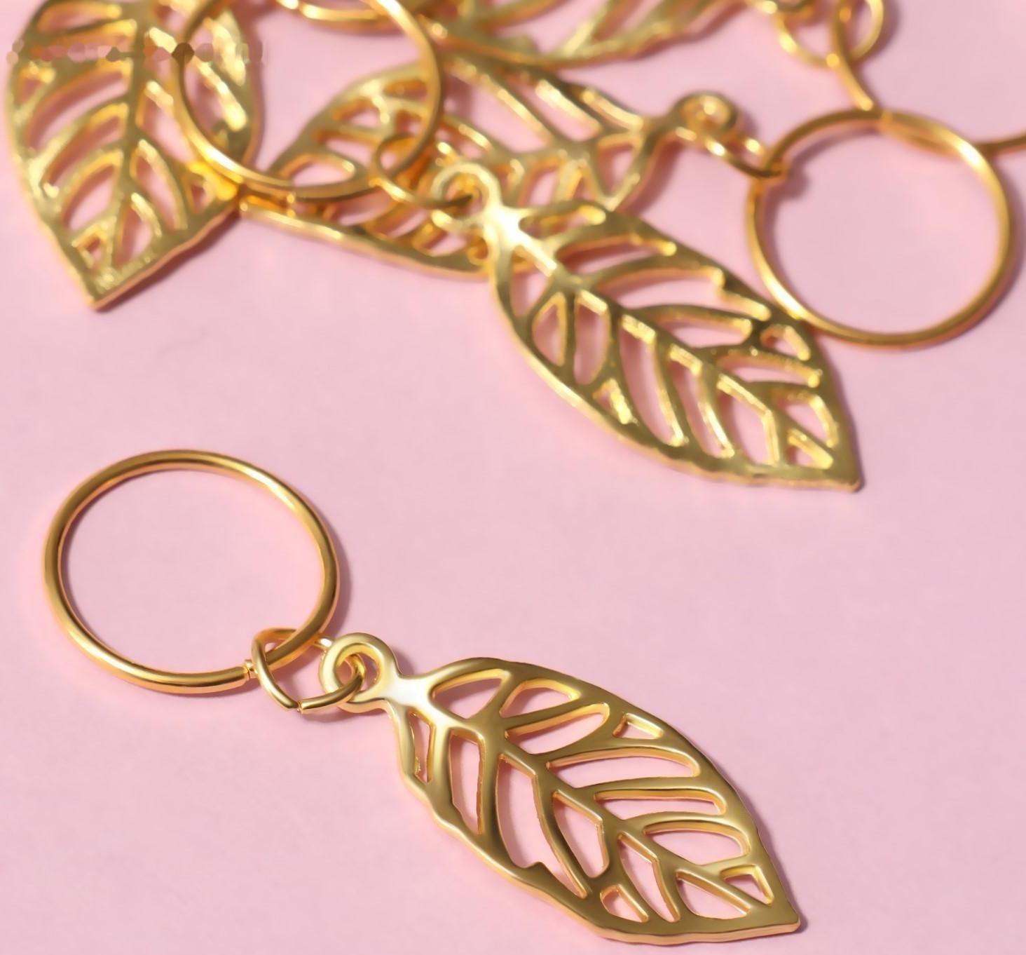 Декор для волос «Листочки», 3,9 × 1,4 см, 10 шт, цвет золотистый