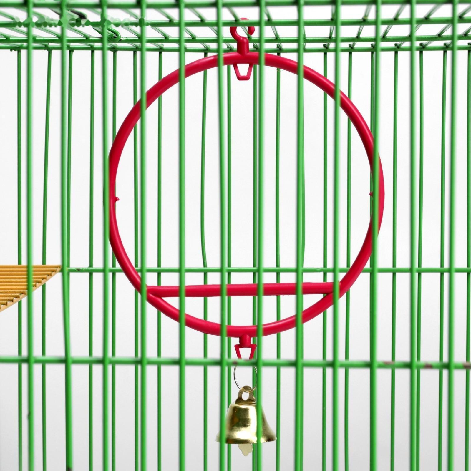 Качели для птиц круглые d 11,5 см, с колокольчиком, рубиновые