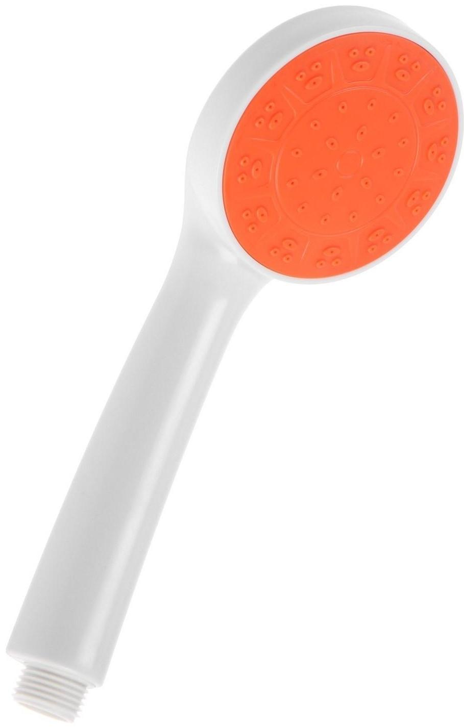 Душевая лейка ZEIN Z0208, пластик, 1 режим, цвет белый с оранжевой вставкой