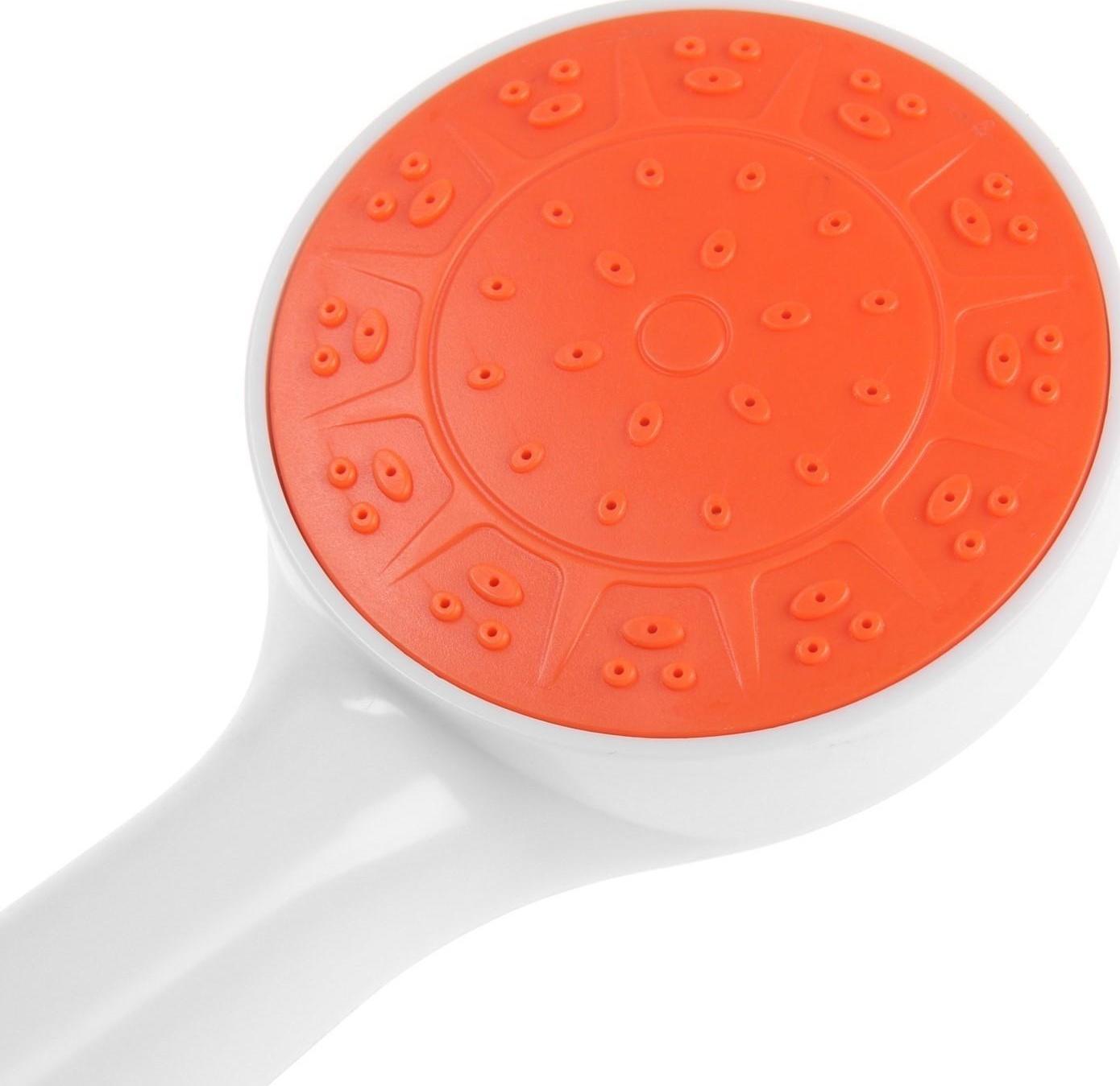 Душевая лейка ZEIN Z0208, пластик, 1 режим, цвет белый с оранжевой вставкой