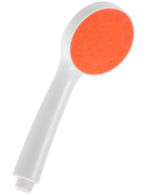 Душевая лейка ZEIN Z0208, пластик, 1 режим, цвет белый с оранжевой вставкой