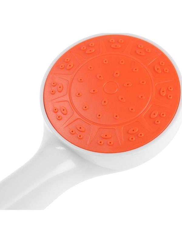 Душевая лейка ZEIN Z0208, пластик, 1 режим, цвет белый с оранжевой вставкой