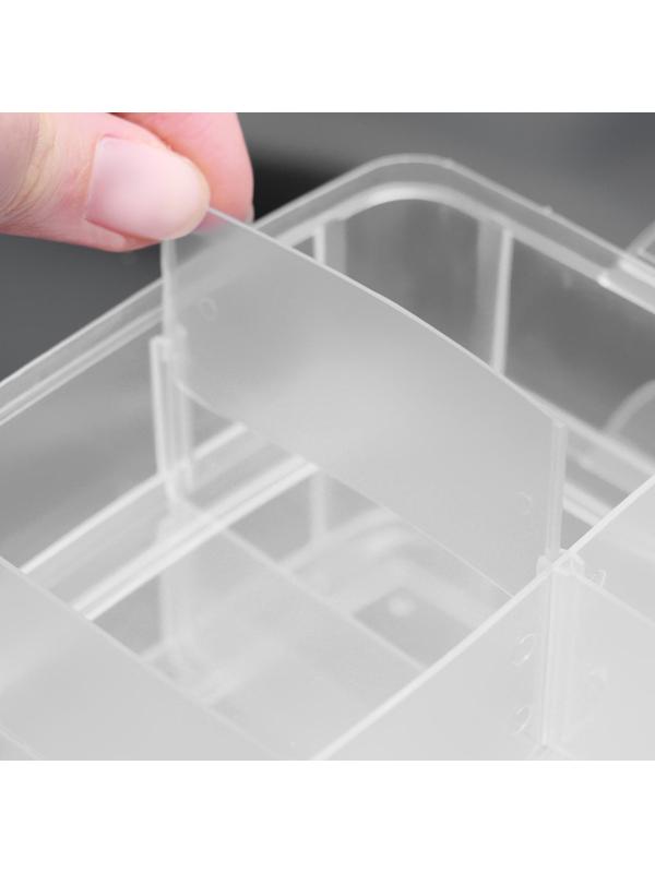 Органайзер для рукоделия, со съёмными ячейками, 3 яруса по 6 отделений, 15 × 16 × 12,5 см, с ручкой, цвет прозрачный