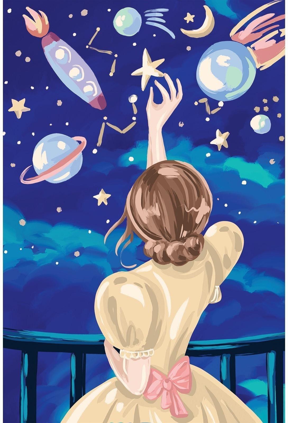 Картина по номерам на холсте с подрамником «Ночное небо» 20х30 см