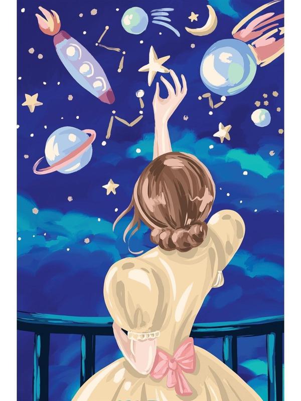 Картина по номерам на холсте с подрамником «Ночное небо» 20х30 см