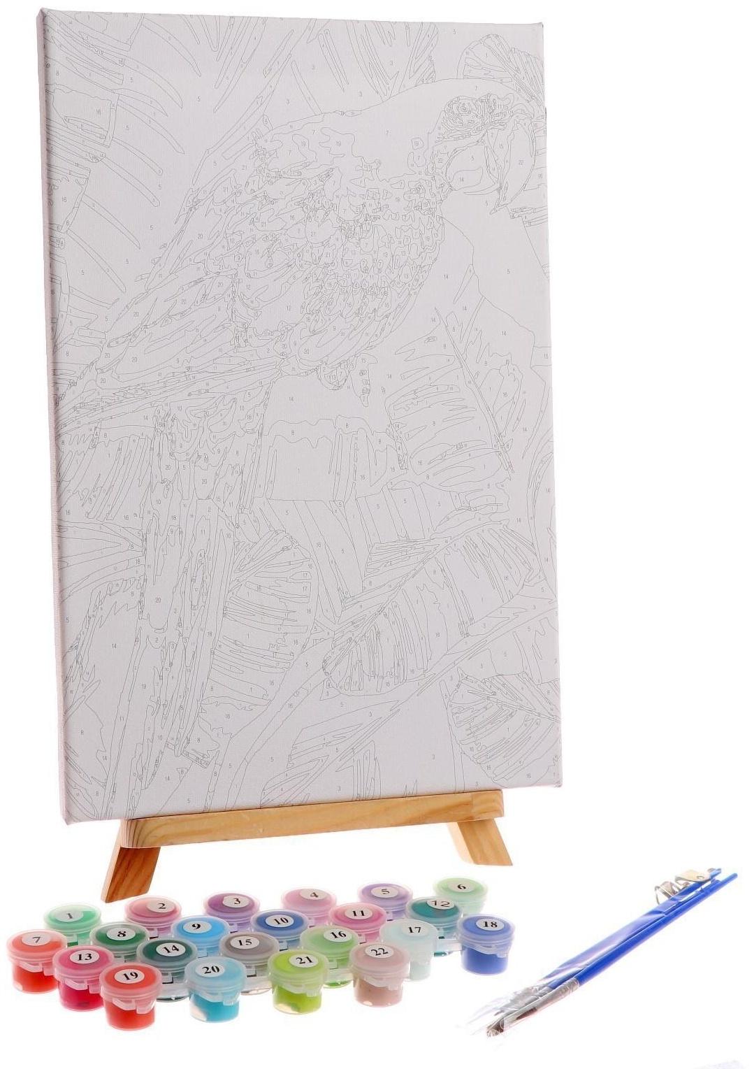 Картина по номерам на холсте с подрамником «Попугай» 20х30 см