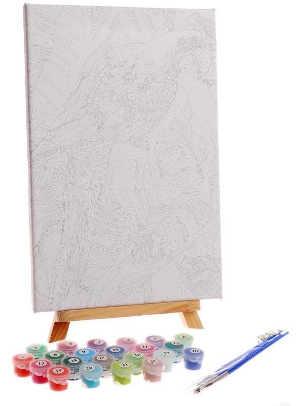 Картина по номерам на холсте с подрамником «Попугай» 20х30 см