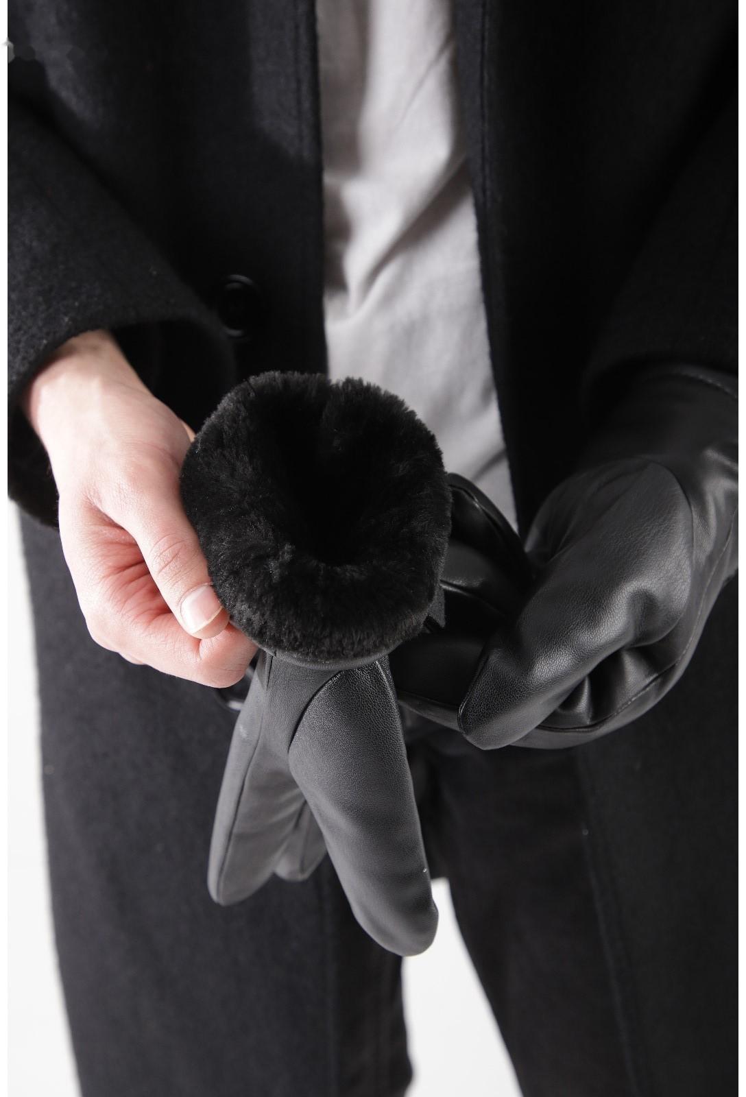 Перчатки мужские, размер 14, утеплитель искусственный мех, цвет чёрный