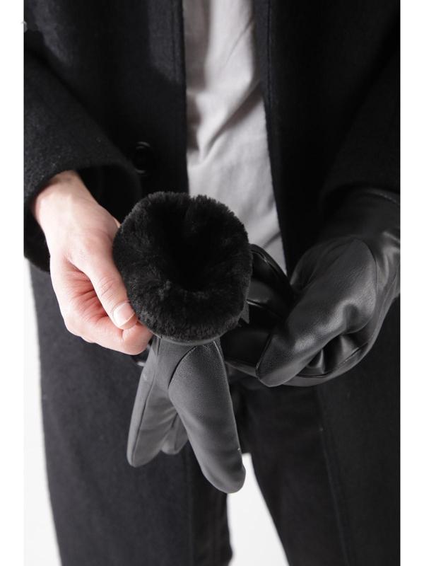 Перчатки мужские, размер 14, утеплитель искусственный мех, цвет чёрный