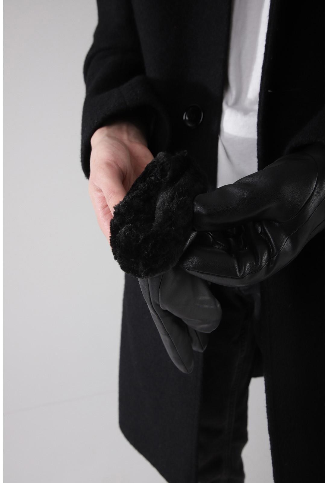 Перчатки мужские, размер 12.5, утеплитель искусственный мех, цвет чёрный