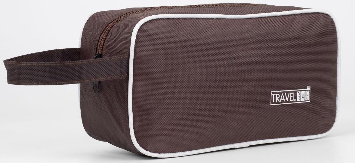 Косметичка на молнии, цвет коричневый