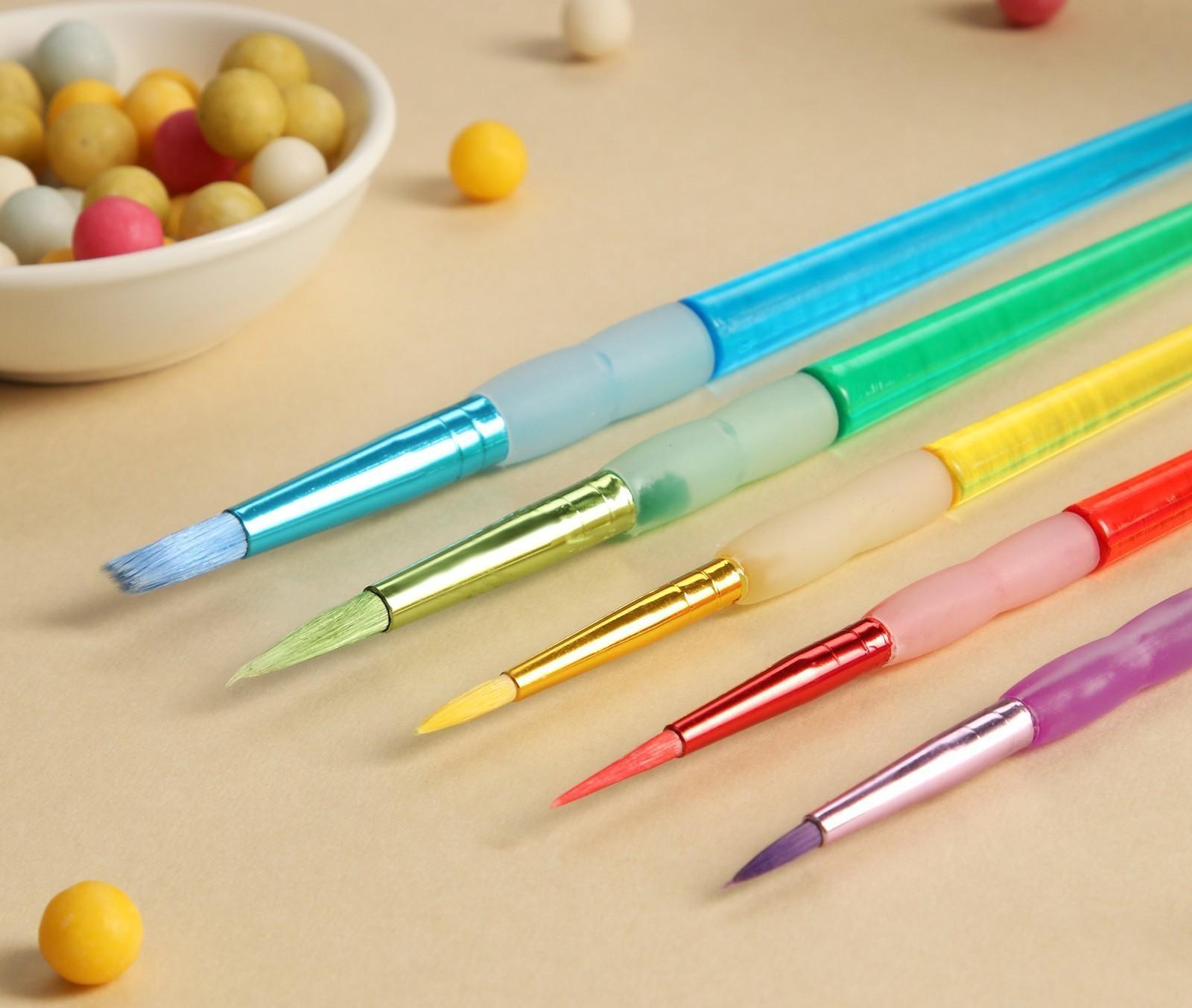 Набор кондитерских кисточек для декорирования Доляна «Радуга», 5 шт, 19×6 см