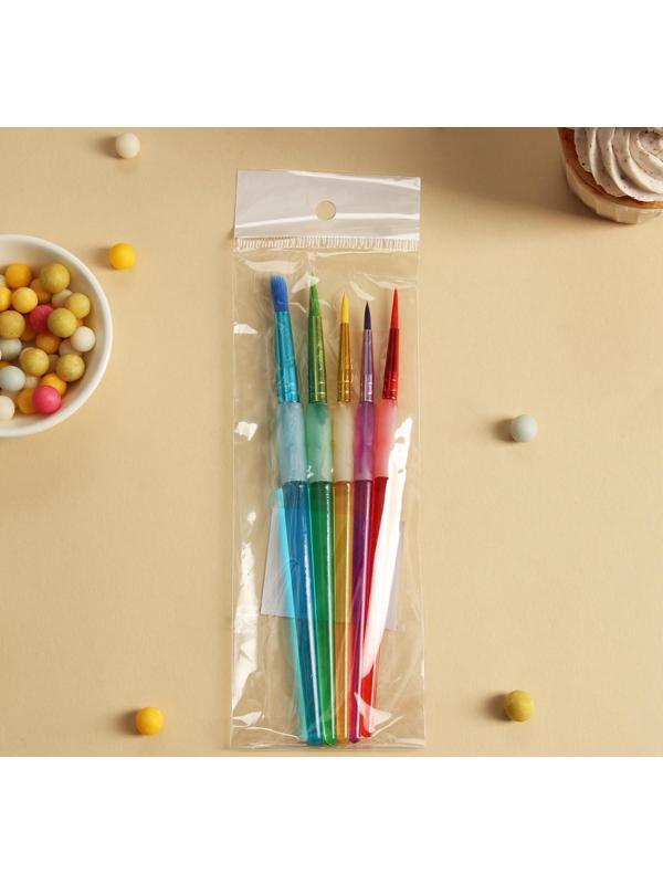 Набор кондитерских кисточек для декорирования Доляна «Радуга», 5 шт, 19×6 см