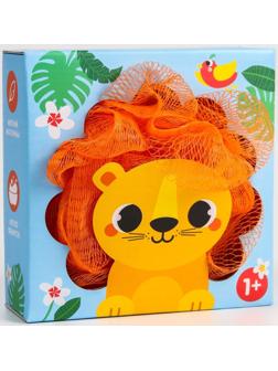 Мочалка детская для купания с петелькой «Львенок»