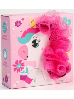 Мочалка детская для купания с петелькой «Единорог»