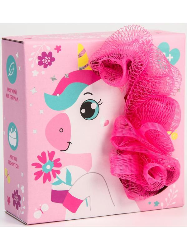 Мочалка детская для купания с петелькой «Единорог»