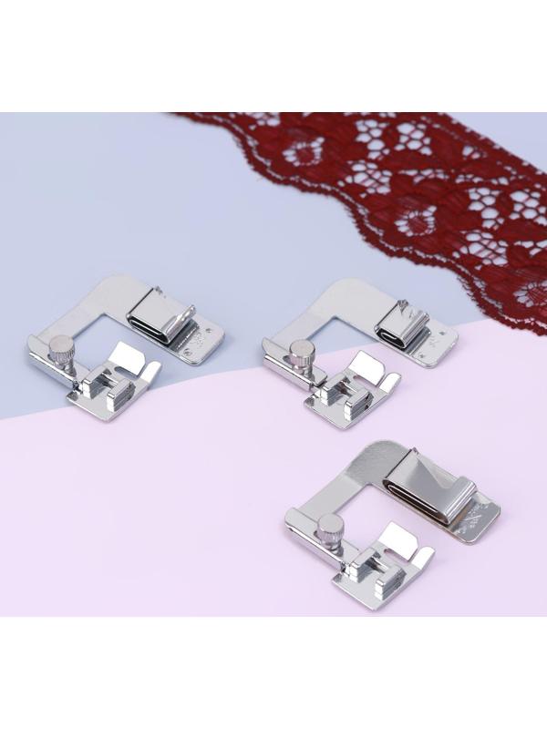 Набор лапок для швейной машины, подрубочные, 13/19/22 мм для двойной подгибки, 3 шт