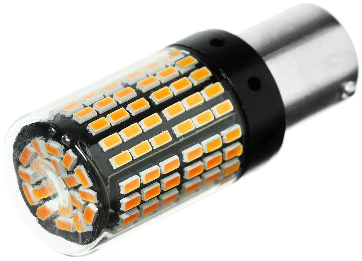 Автолампа светодиодная P21W 1156, 144 SMD, 12 В, свет оранжевый