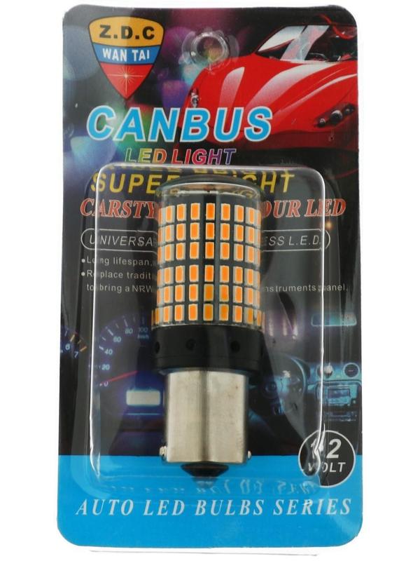 Автолампа светодиодная P21W 1156, 144 SMD, 12 В, свет оранжевый