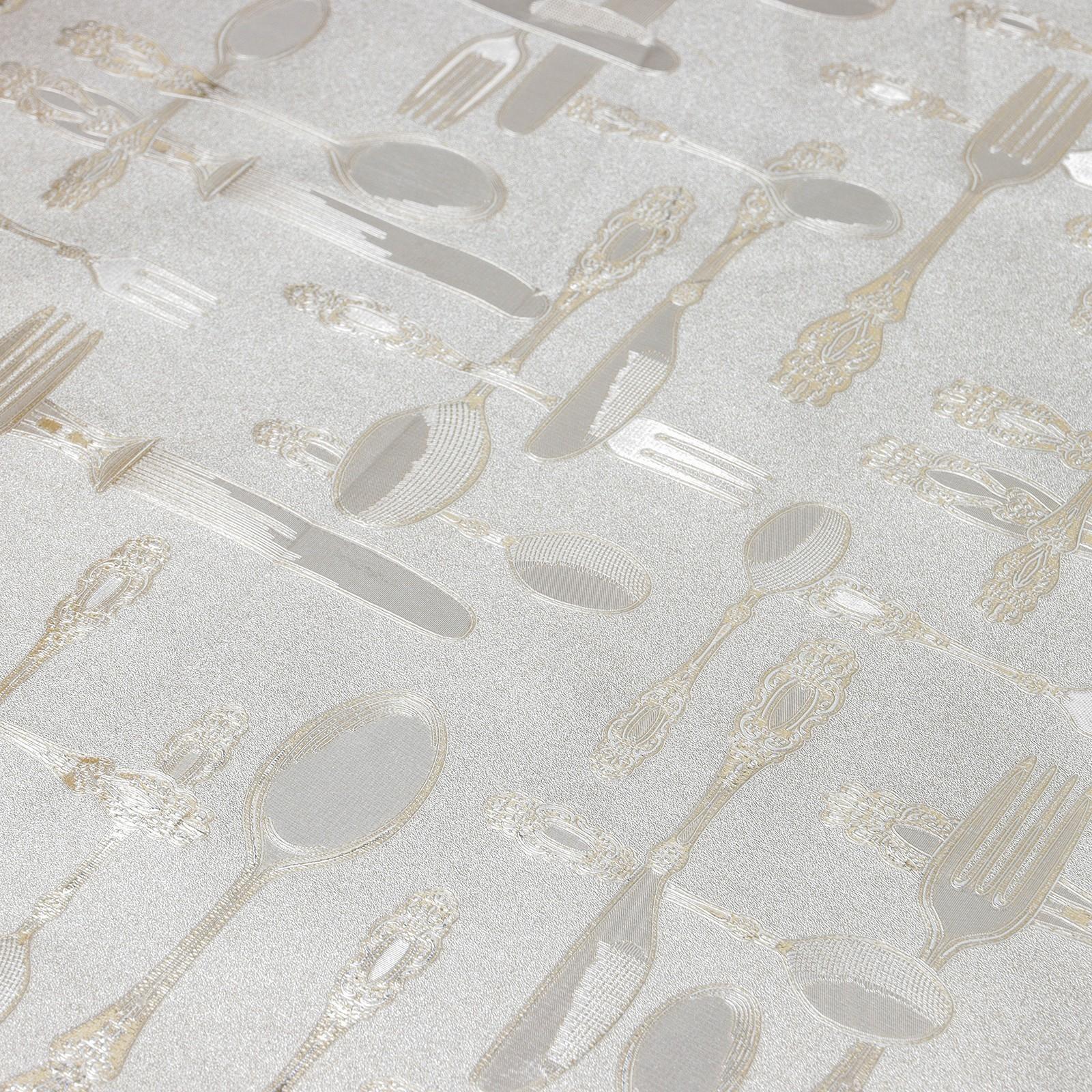 Клеёнка столовая на тканевой основе «Ложка, вилка», рулон 20 метров, ширина 137 см, цвет золотой
