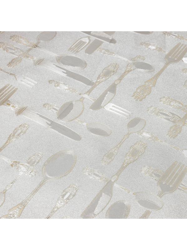 Клеёнка столовая на тканевой основе «Ложка, вилка», рулон 20 метров, ширина 137 см, цвет золотой
