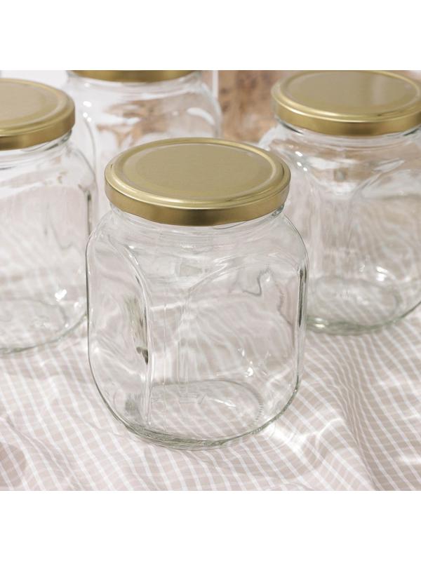 Набор банок стеклянных с крышкой «Квадро», 6 шт, 650 мл, ТО-82 мм