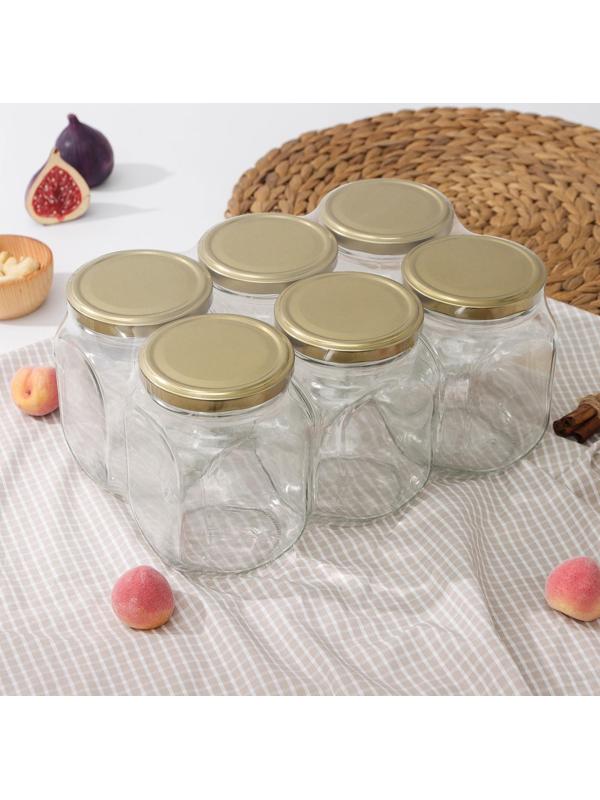 Набор банок стеклянных с крышкой «Квадро», 6 шт, 650 мл, ТО-82 мм