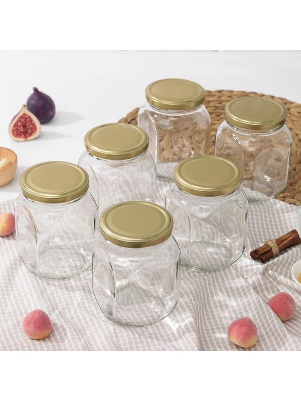 Набор банок стеклянных с крышкой «Квадро», 6 шт, 650 мл, ТО-82 мм