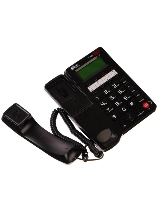 Проводной телефон Ritmix RT-550, дисплей, телефонная книга, однокнопочный набор, AUX, черный