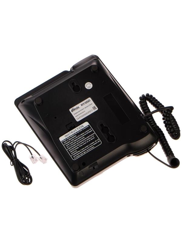 Проводной телефон Ritmix RT-550, дисплей, телефонная книга, однокнопочный набор, AUX, черный