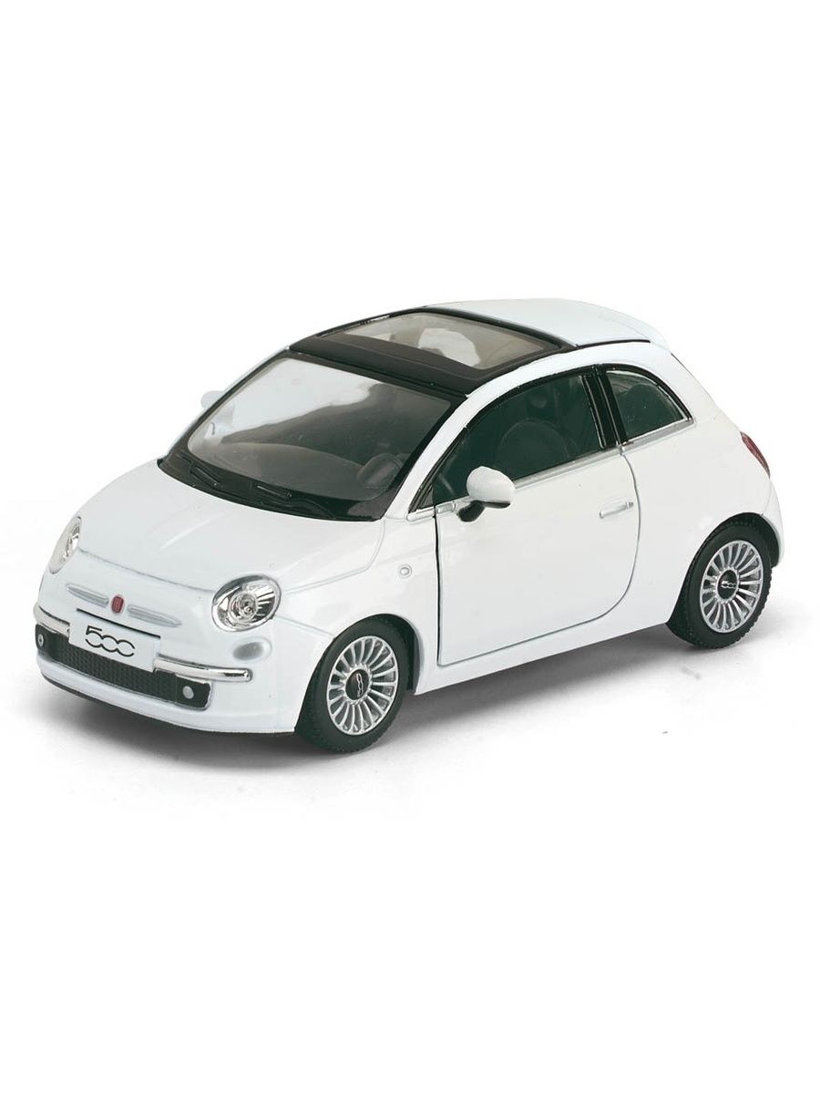 Металлическая машинка Kinsmart 1:28 «2007 Fiat 500» KT5345D, инерционная / Белый