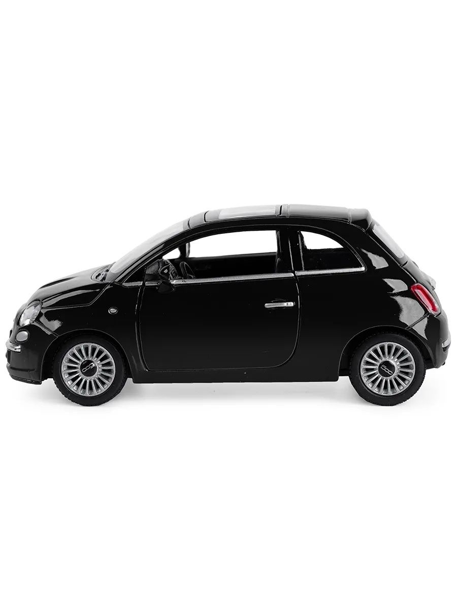 Металлическая машинка Kinsmart 1:28 «2007 Fiat 500» KT5345D, инерционная / Черный