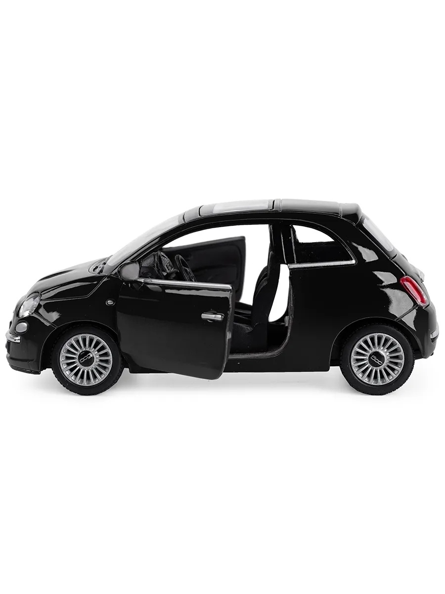Металлическая машинка Kinsmart 1:28 «2007 Fiat 500» KT5345D, инерционная / Черный