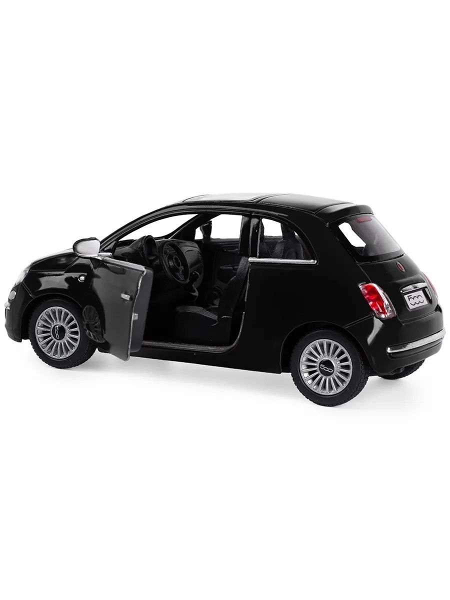 Металлическая машинка Kinsmart 1:28 «2007 Fiat 500» KT5345D, инерционная / Черный