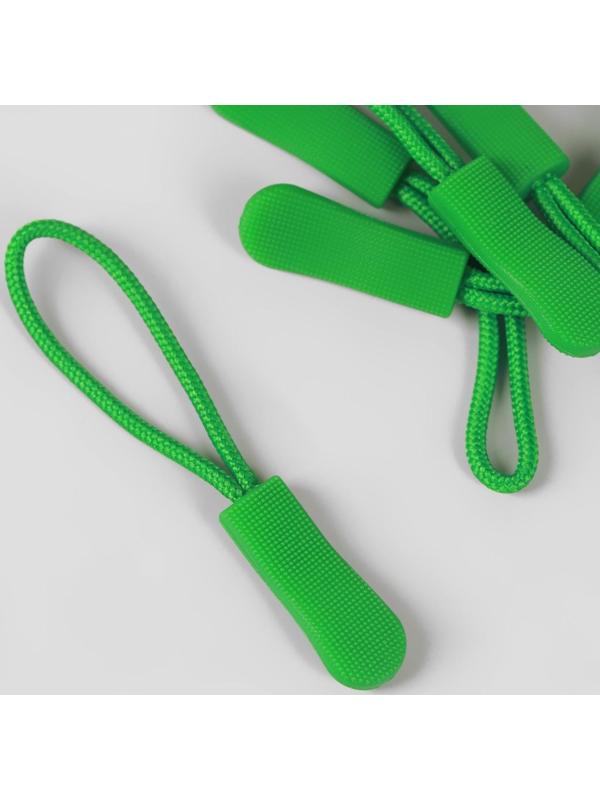 Пуллер для молнии, 2,5 см, 6 × 0,8 см, 10 шт, цвет светло-зелёный