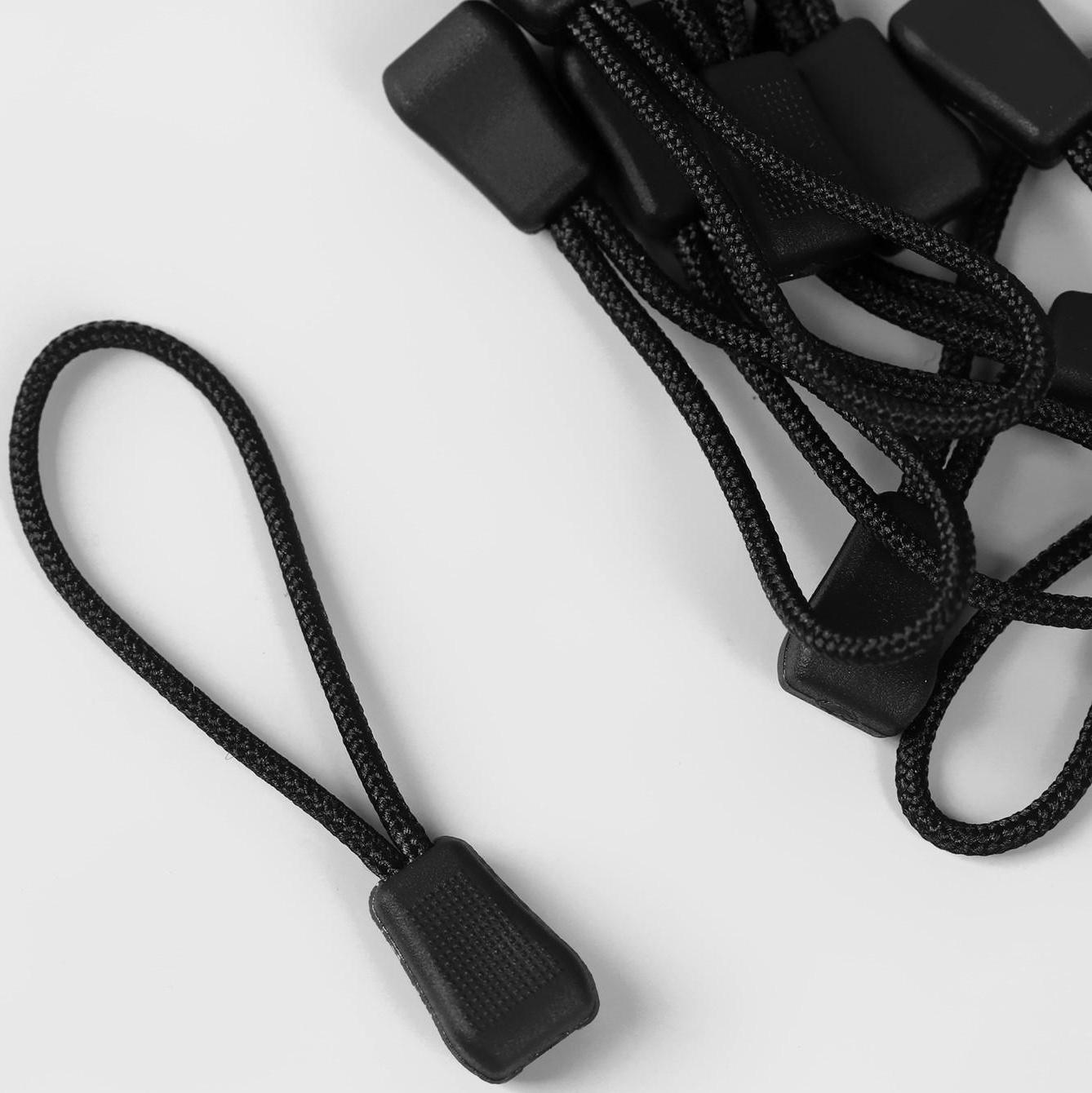 Пуллер для молнии, 1,3 см, 5 × 0,8 см, 10 шт, цвет чёрный