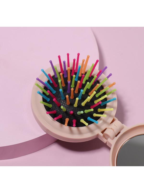 Расчёска массажная, складная, с зеркалом, d = 7,5 см, рисунок МИКС