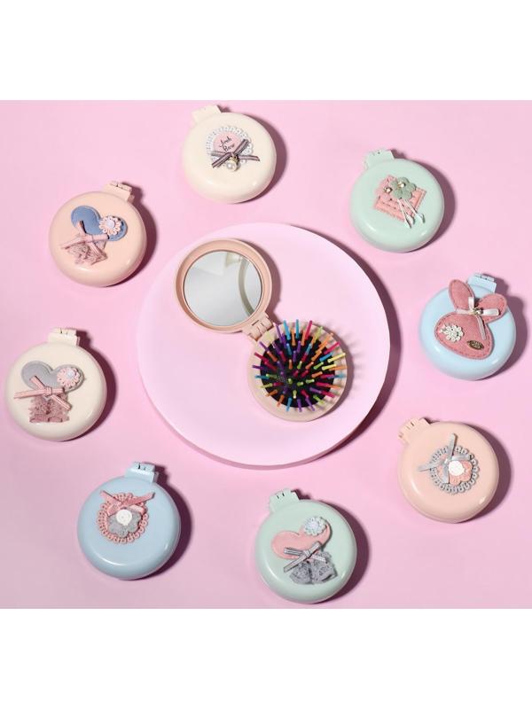 Расчёска массажная, складная, с зеркалом, d = 7,5 см, рисунок МИКС