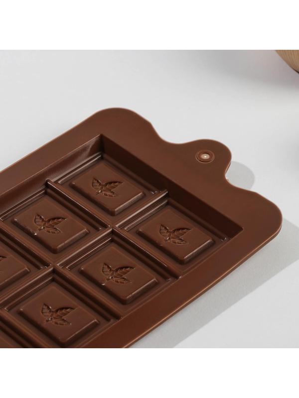 Форма для шоколада силиконовая Доляна «Дольки с мятой», 10 ячеек, 21×10,5×0,8 см, цвет МИКС