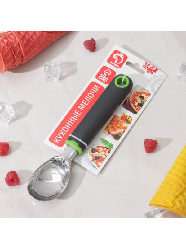 Ложка для мороженого Доляна Lime, 19,5×4,2 см, цвет чёрно-зелёный